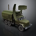 Military Green Heavy Duty Truck Equipped With Radar Antenna And Communication Gear