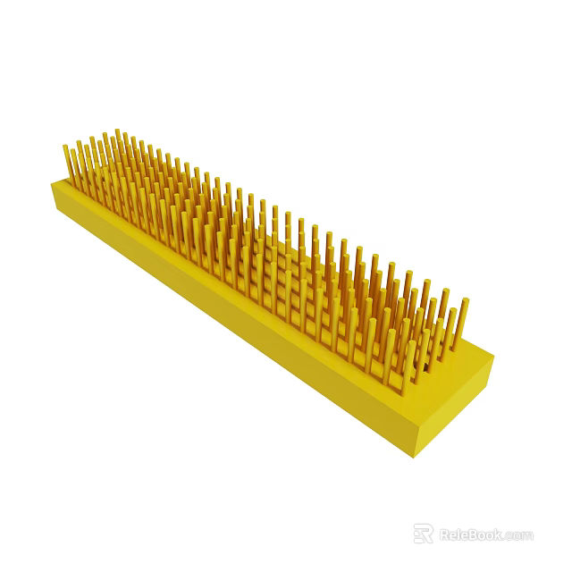 Yellow Plastic Tool With Vertical Pins Arranged In Rows For Component Spacing 3d model 
