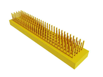 Yellow Plastic Tool With Vertical Pins Arranged In Rows For Component Spacing 3d model