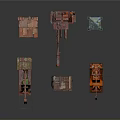 Abandoned Industrial Machinery Equipment With Oil Pumps Drill Rigs And Rusted Control Boxes