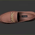 Elegant Women's Pink Loafers with Gold Chain Decoration and Comfortable Casual Style