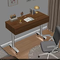 Light Wood Kids Desk with Height Adjustable Legs Drawers and Grey Rolling Chair