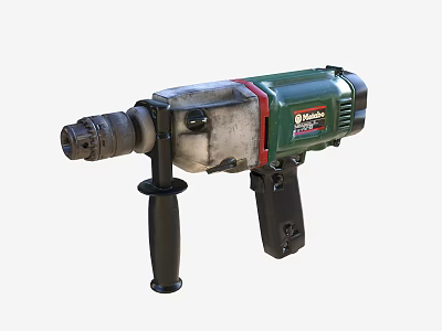 Metabo Industrial Electric Drill with Green Black Metal Body and Ergonomic Handle 3d model