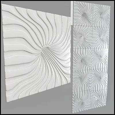 White Decorative Wall Design With Modern Wavy 3D Texture Pattern Tiles 3d model White Decorative Wall Design With Modern Wavy 3D Texture Pattern Tiles 3d model