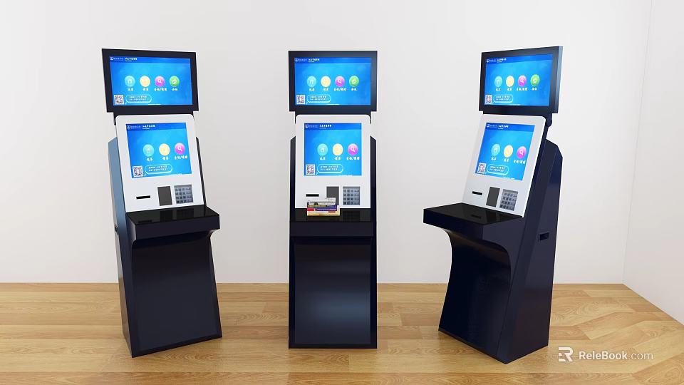 Commercial Equipment Self Service Kiosks With Colorful Interactive Screens For Business 3d model 