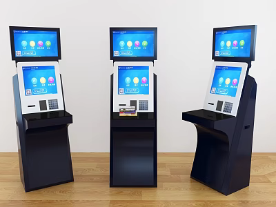 Commercial Equipment Self Service Kiosks With Colorful Interactive Screens For Business 3d model