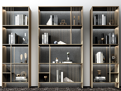 Light Luxury Bookcase Decorative Cabinet Display Cabinet 3d model