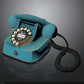 Retro Turquoise Telephone With Gold Accents Rotary Dial And Black Coiled Cord
