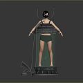Transparent Cylindrical Device Enclosing Person With Black Mask And Metal Base