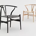 Two Modern Dining Chairs Black And Wooden Finish With Stylish Design