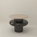 Modern Minimalist Side Table With Light Round Top And Black Circular Rings Base 3d model
