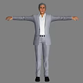 Man In Gray Suit And White Shirt With Arms Outstretched On Gray Background