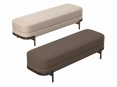 Modern Sofa Bench In Light Beige And Dark Brown Upholstery With Sleek Design 3d model