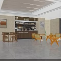 Stylish Modern Internet Business Center Reception Desk With Warm Wood Wall And Polished Marble Floor