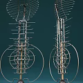 Tall Commercial Antenna Equipment With Multiple Circular Elements For Signal Reception 3d model