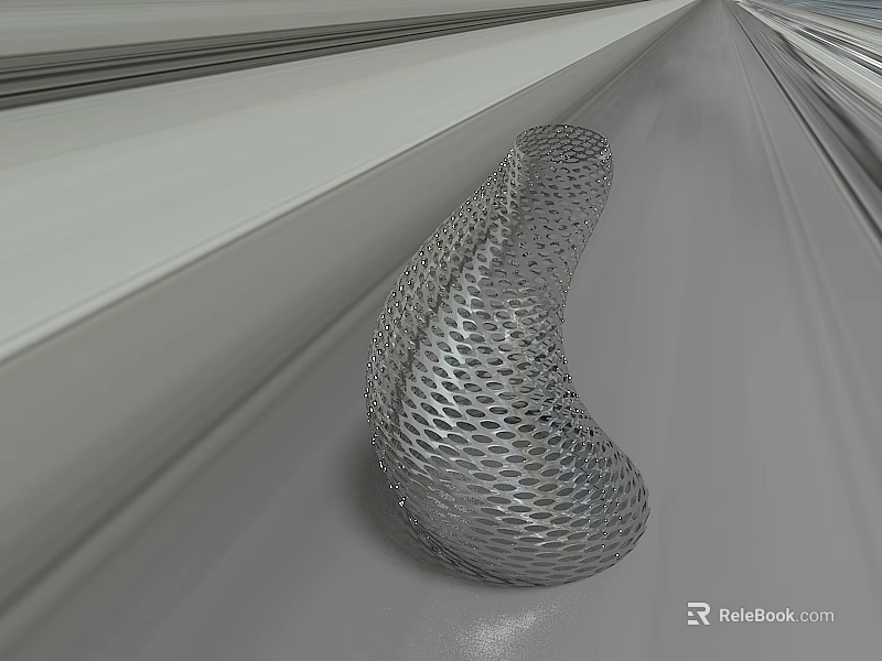 Modern Silver Mesh Structure Vase with Fresh Flowers on Minimalist Tabletop Decor 3d model 