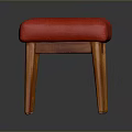 Outdoor Chair With Red Padded Seat And Wooden Legs For Patio Garden Simple Design
