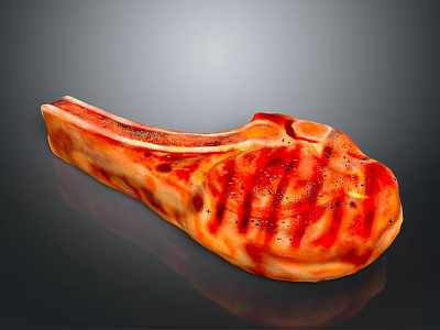 Juicy Grilled Bone In Steak With Charred Grill Marks And Black Pepper Seasoning 3d model