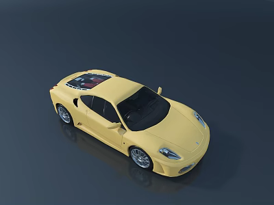 Yellow Sports Car With Sleek Design Black Roof And Silver Wheels Top View 3d model