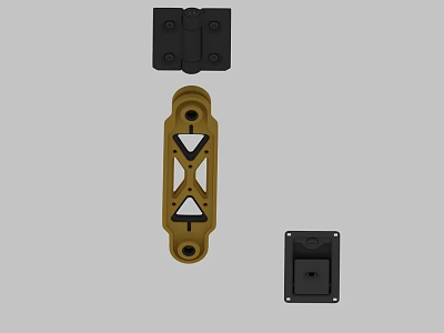 Durable Swing Door Hardware Set with Black Hinges Golden Handle and Metal Components 3d model