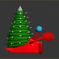 Red Crab With Green Christmas Tree Structure On Back Blue Eyes And White Spiked Top