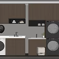 Modern Laundry Room Design With Cabinets Washing Machine Dryer And Sink