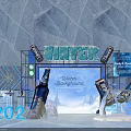 Winter Event Entrance With 3202 Beer Bottles Ice Sculpture And Blue Theme
