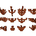 Brown Building Components In Various Shapes Arranged On Light Background 3d model