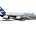 Airbus A380 Aircraft With White Fuselage Blue Tail And Four Engines