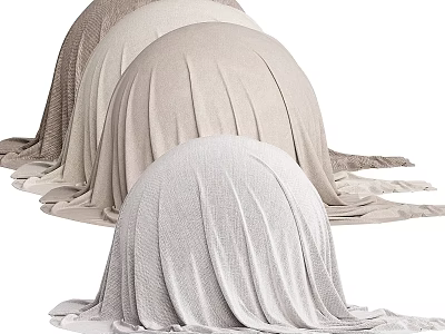 Three Light Colored Hemispherical Components Covered With Wrinkled Fabric Arranged Together 3d model