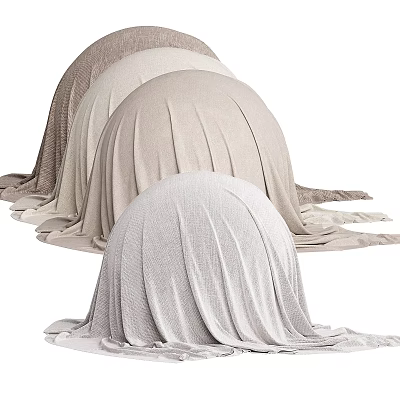 Three Light Colored Hemispherical Components Covered With Wrinkled Fabric Arranged Together 3d model