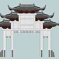Chinese style archway antique archway characteristic building entrance marker Chinese style 3d model