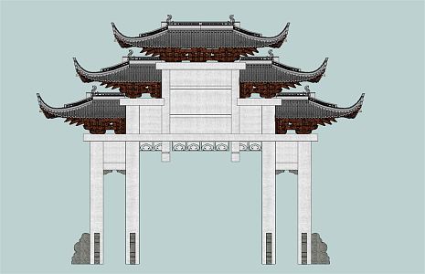 Chinese style archway antique archway characteristic building entrance marker Chinese style 3d model