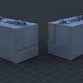 Industrial Factory Building With Two Gray Metal Units And Top Machinery Structure Design