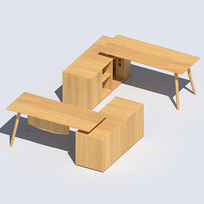 Wooden Modular Office Furniture With Desk And Storage Components 3d model