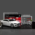 Car Showroom Display Shelves Featuring Mercedes Vehicle Exhibition Area And Brand Elements