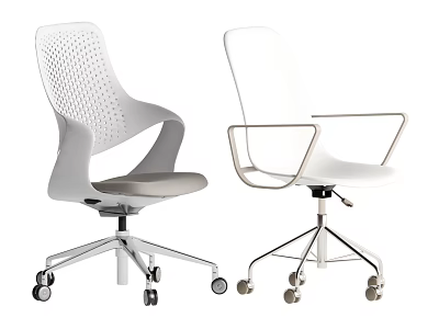 Modern Office Chairs With Perforated Backrest And Armrests On Caster Wheels 3d model