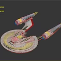 Futuristic Disc Shaped Spacecraft With Twin Engines And Red Flames For Cosmic Exploration