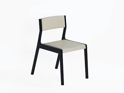 Modern Dining Chair With Black Frame And Beige Comfortable Cushion Design 3d model