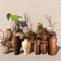 A combination of dead branches and wood ornaments 3d model