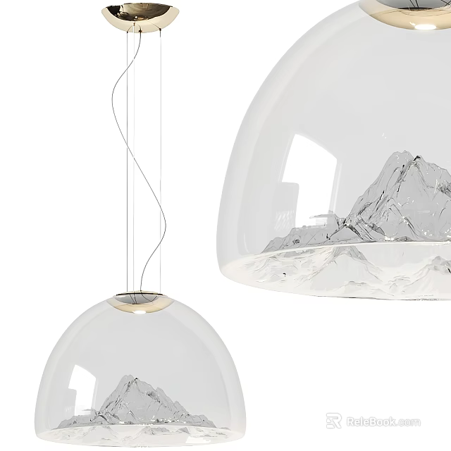Modern Transparent Glass Pendant Light With Mountain Pattern Design For Home Interior 3d model