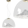 Modern Transparent Glass Pendant Light With Mountain Pattern Design For Home Interior 3d model