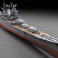 Realistic Warship Model With Grey And Red Hull 3d model