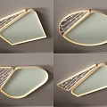 Modern Geometric Ceiling Light with Gold Frame and Glass Shade Design