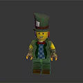 Colorful Lego Minifigure With Green Tall Hat Blue Checkered Vest And Red Bow Tie