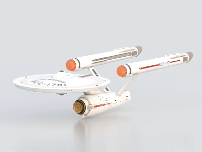Enterprise Starship Model NCC 1701 With White Hull Red Stripes And Orange Engines 3d model