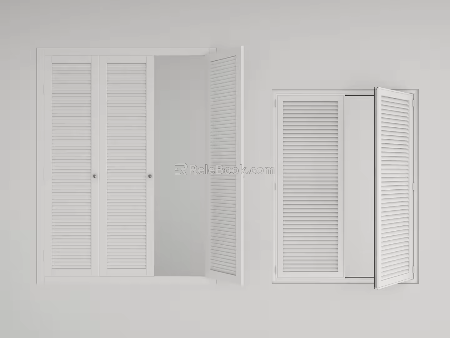 Modern shutter door and window combination 3d model