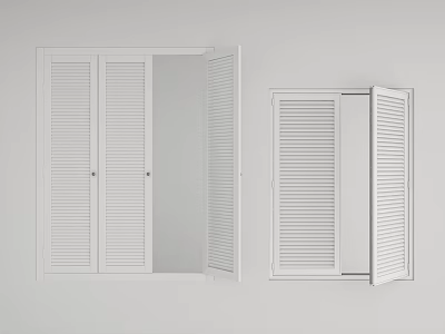 Modern shutter door and window combination 3d model