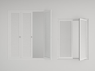 Modern shutter door and window combination 3d model