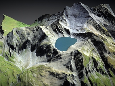 Glacier Peak Lake Plateau Snow Mountain Range Mountain River Hubei Extreme Peak Cliff 3d model